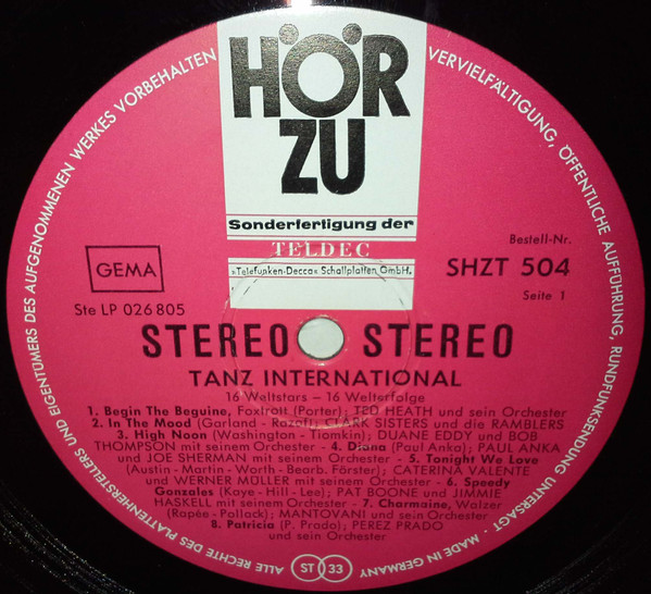 Various - Tanz International | HÖR ZU (HZT 504, SHZT 504) - 4 Various - Tanz International | HÖR ZU (HZT 504, SHZT 504) - 4