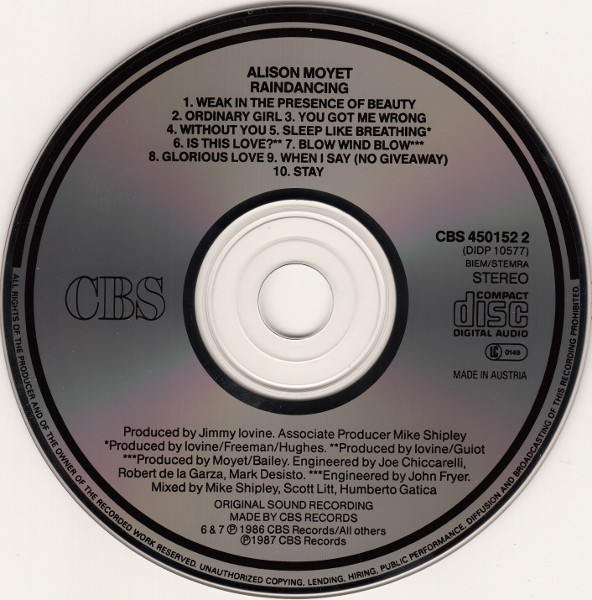 Alison Moyet - Raindancing | CBS (CBS 450152 2) - 3