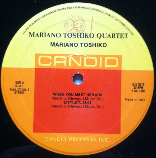 Toshiko Mariano Quartet - Toshiko Mariano Quartet | Candid (GJS 9012) - 4 Toshiko Mariano Quartet - Toshiko Mariano Quartet | Candid (GJS 9012) - 4
