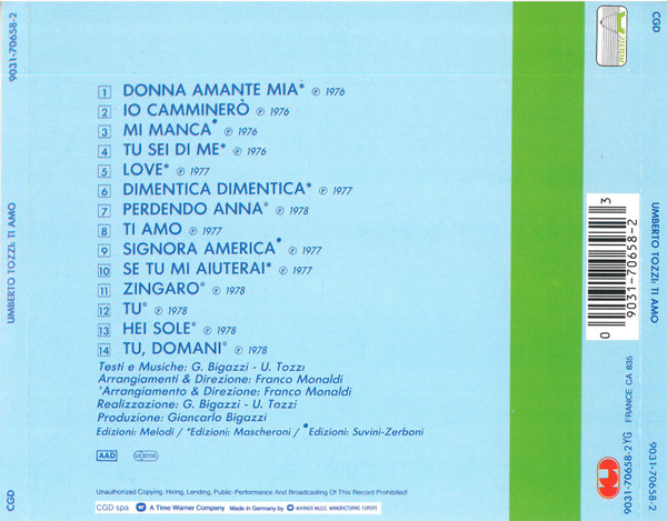 Umberto Tozzi - Ti Amo | CGD (9031-70658-2) - 4