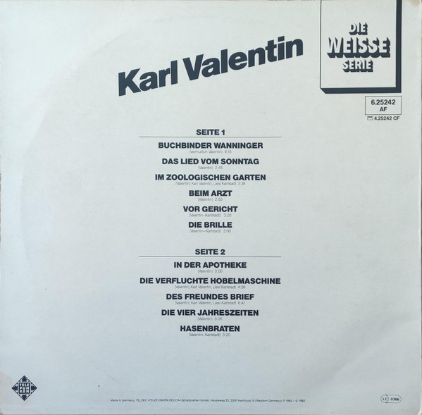 Karl Valentin - Karl Valentin | Telefunken (6.25242 AF) - 2