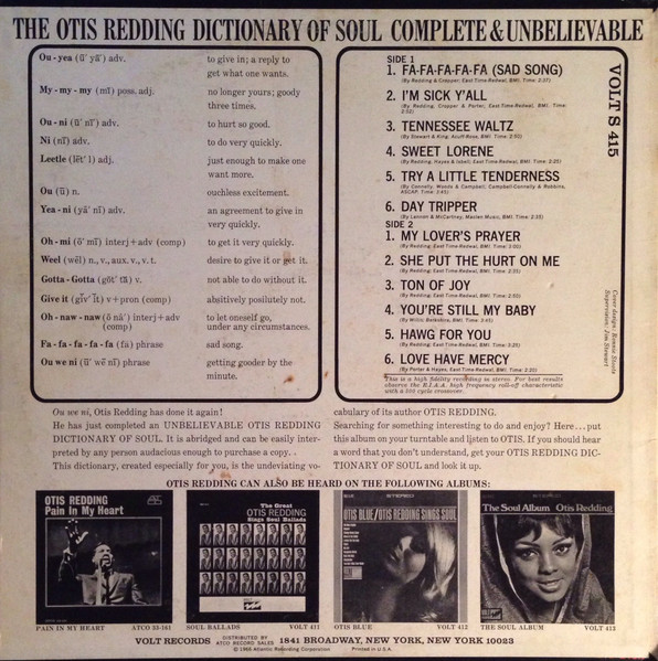 Otis Redding - The Otis Redding Dictionary Of Soul (Complete & Unbelievable) | Volt (S 415) - 2