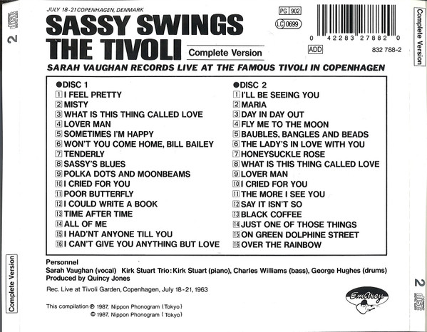 Sarah Vaughan - Sassy Swings The Tivoli - Complete Version | Emarcy (832 788-2) - 2