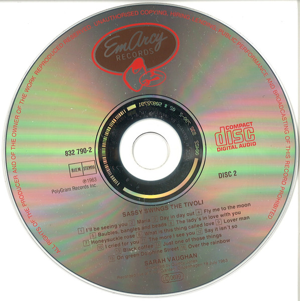 Sarah Vaughan - Sassy Swings The Tivoli - Complete Version | Emarcy (832 788-2) - 4