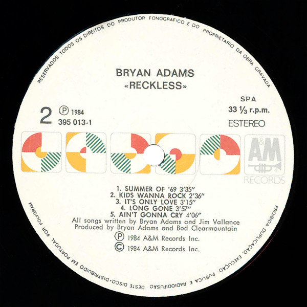 Bryan Adams - Reckless | A&M Records (395 013-1) - 4