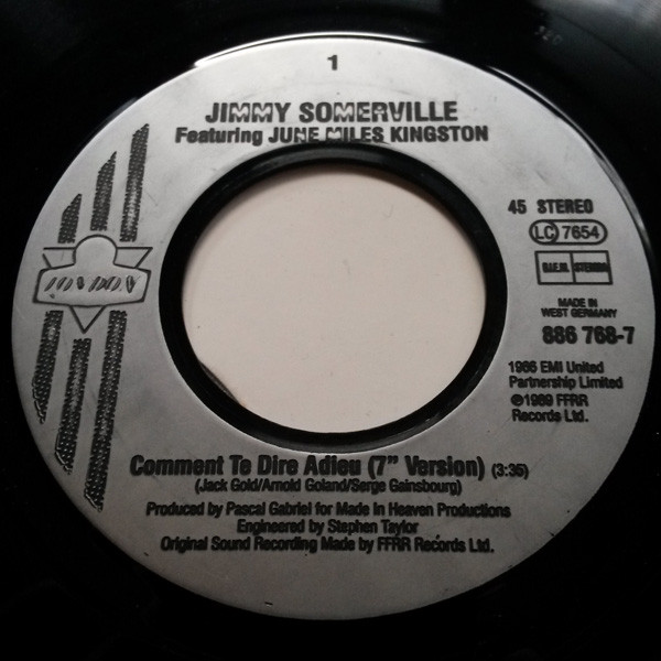 Jimmy Somerville Featuring June Miles-Kingston - Comment Te Dire Adieu | London Records (886 768-7) - 4 Jimmy Somerville Featuring June Miles-Kingston - Comment Te Dire Adieu | London Records (886 768-7) - 4
