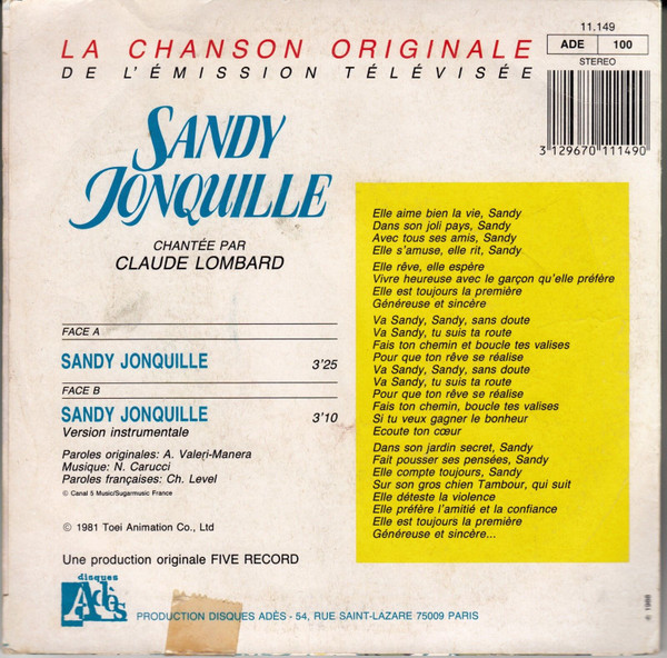 Claude Lombard - Sandy Jonquille | Disques Adès (11.149) - 2 Claude Lombard - Sandy Jonquille | Disques Adès (11.149) - 2