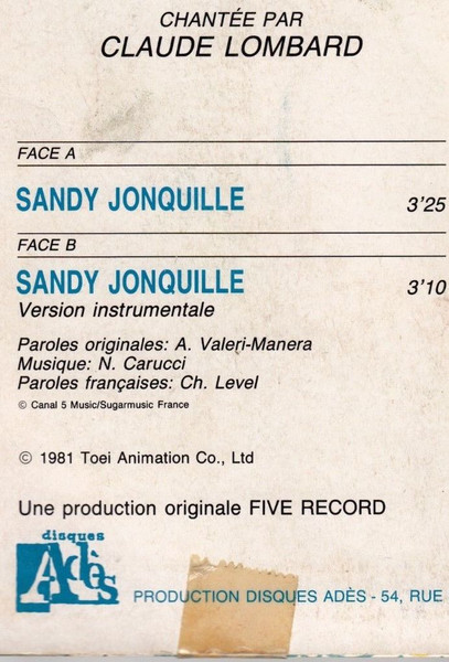 Claude Lombard - Sandy Jonquille | Disques Adès (11.149) - 3 Claude Lombard - Sandy Jonquille | Disques Adès (11.149) - 3