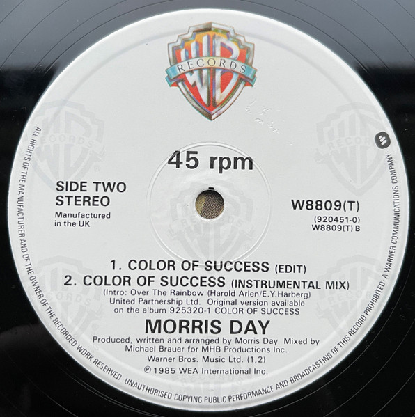 Morris Day - Color Of Success | Warner Bros. Records (W8809(T)) - 4