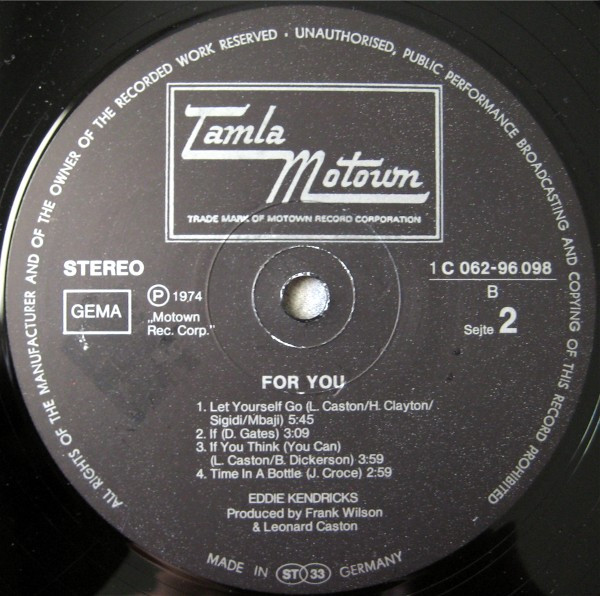 Eddie Kendricks - For You | Tamla Motown (1C 062-96 098) - 3 Eddie Kendricks - For You | Tamla Motown (1C 062-96 098) - 3