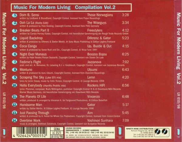 Various - Music For Modern Living Compilation Vol. 2 | Lounge Records (LR 010/98) - 2