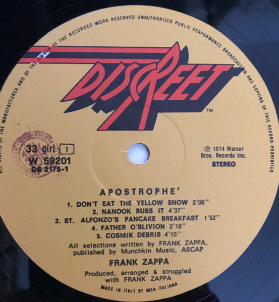Frank Zappa - Apostrophe | Discreet (W 59201) - 4