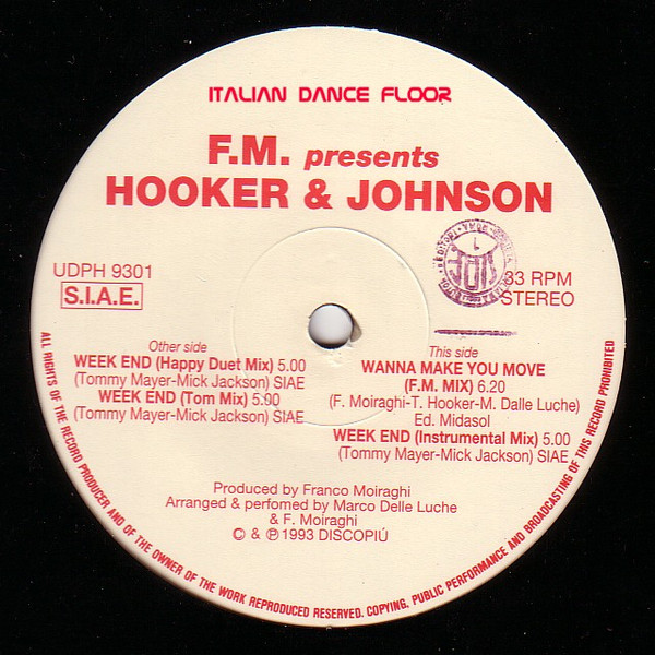 Frank 'O Moiraghi Presents Tom Hooker & Celeste Johnson - Week-End | UDP Happy (UDP H 9301) - 3