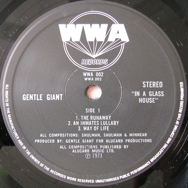 Gentle Giant - In A Glass House | WWA Records (WWA 002) - 3