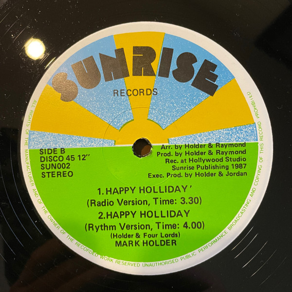 Mark Holder - Happy Holliday | Sunrise Records (sun002) - 2 Mark Holder - Happy Holliday | Sunrise Records (sun002) - 2