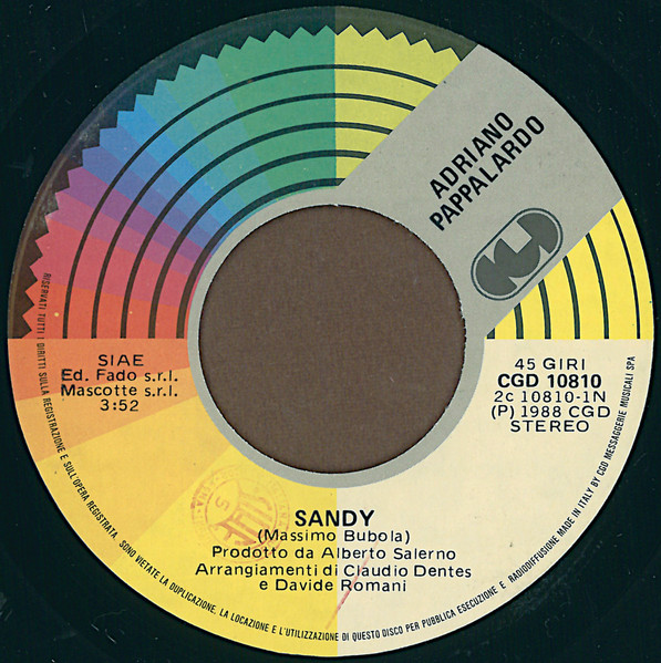 Adriano Pappalardo - Sandy | CGD (CGD 10810) - 3