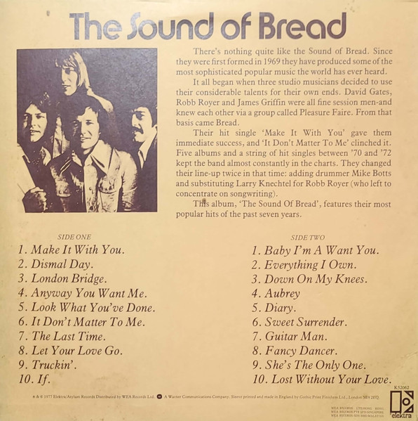 Bread - The Sound Of Bread: Their 20 Finest Songs | Elektra (K52062) - 2 Bread - The Sound Of Bread: Their 20 Finest Songs | Elektra (K52062) - 2