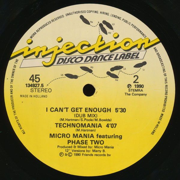 Micro Mania - I Can't Get Enough | Injection Disco Dance Label (134.927.5) - 3 Micro Mania - I Can't Get Enough | Injection Disco Dance Label (134.927.5) - 3