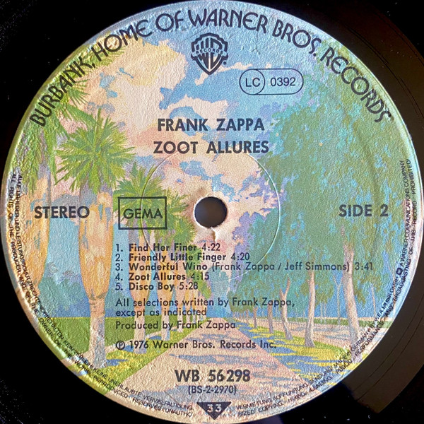 Frank Zappa - Zoot Allures | Warner Bros. Records (WB 56 298) - 4