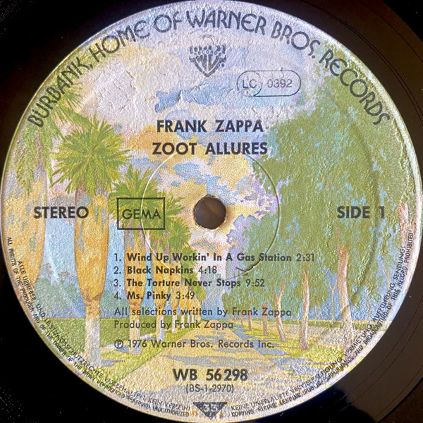 Frank Zappa - Zoot Allures | Warner Bros. Records (WB 56 298) - 3