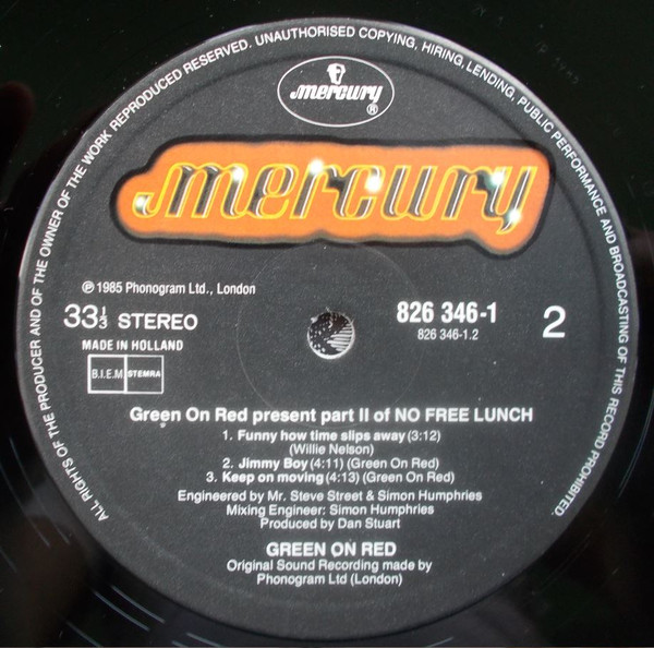 Green On Red - No Free Lunch | Mercury (826 346-1) - 3