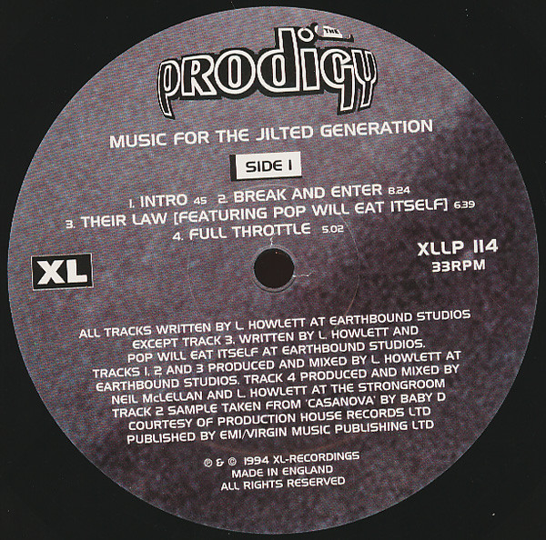 The Prodigy - Music For The Jilted Generation | XL Recordings (XLLP 114) - 3 The Prodigy - Music For The Jilted Generation | XL Recordings (XLLP 114) - 3