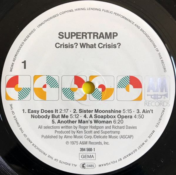Supertramp - Crisis? What Crisis? | A&M Records (394 560-1) - 3 Supertramp - Crisis? What Crisis? | A&M Records (394 560-1) - 3