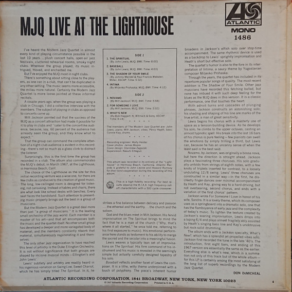 The Modern Jazz Quartet - Live At The Lighthouse | Atlantic (1486) - 2 The Modern Jazz Quartet - Live At The Lighthouse | Atlantic (1486) - 2