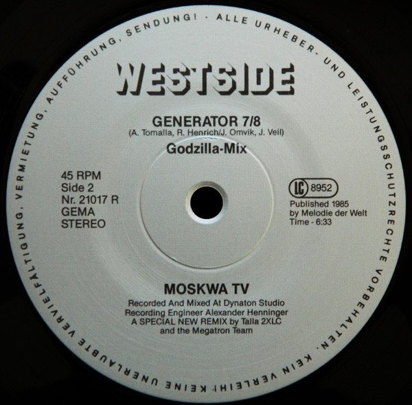 Moskwa TV - Generator 7/8 (Double Remix) | Westside Music (WESTSIDE 21017 R) - 4 Moskwa TV - Generator 7/8 (Double Remix) | Westside Music (WESTSIDE 21017 R) - 4