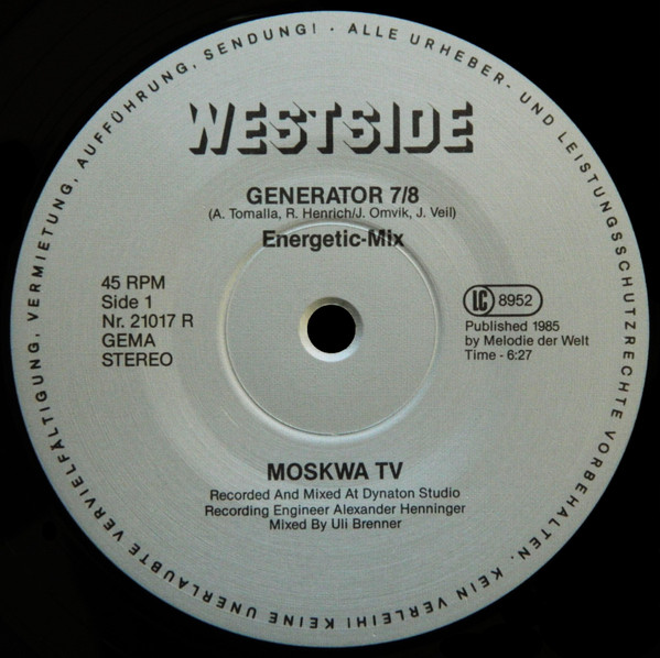 Moskwa TV - Generator 7/8 (Double Remix) | Westside Music (WESTSIDE 21017 R) - 3 Moskwa TV - Generator 7/8 (Double Remix) | Westside Music (WESTSIDE 21017 R) - 3