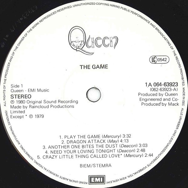 Queen - The Game | EMI (1A 062-63 923) - 3 Queen - The Game | EMI (1A 062-63 923) - 3