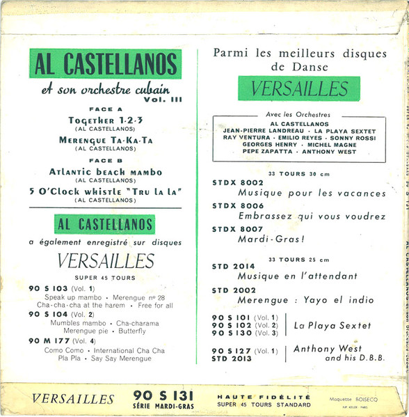 Al Castellanos And His Orchestra - Vol. III - Together 1-2-3 | Versailles (90 S 131) - 2 Al Castellanos And His Orchestra - Vol. III - Together 1-2-3 | Versailles (90 S 131) - 2