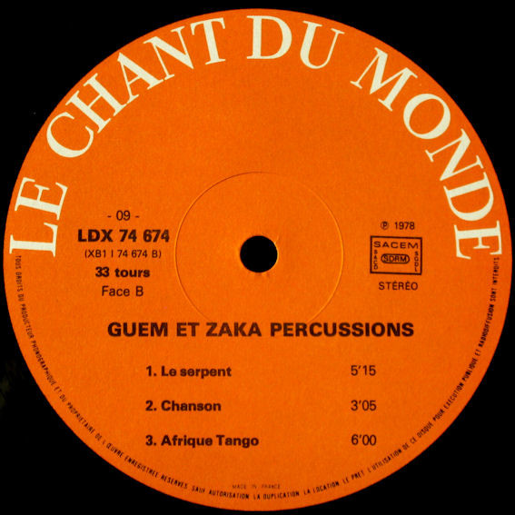 Guem Et Zaka Percussion - Guem Et Zaka Percussion | Le Chant Du Monde (LDX 74674) - 2 Guem Et Zaka Percussion - Guem Et Zaka Percussion | Le Chant Du Monde (LDX 74674) - 2