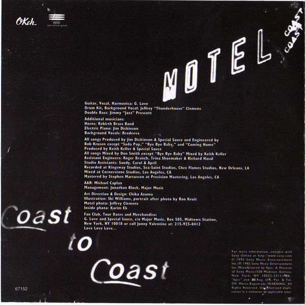 G. Love & Special Sauce - Coast To Coast Motel | Okeh (EK 67152) - 4