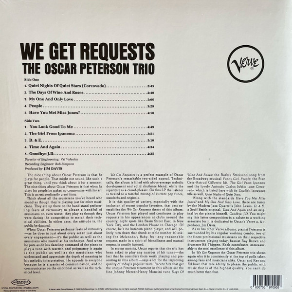 The Oscar Peterson Trio - We Get Requests | Verve Records (700195) - 2 The Oscar Peterson Trio - We Get Requests | Verve Records (700195) - 2