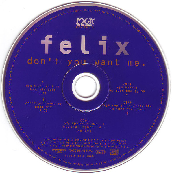 Felix - Don't You Want Me | Logic Records (LOC 89) - 3