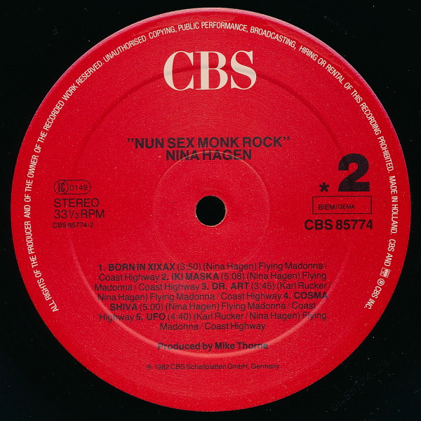 Nina Hagen - Nunsexmonkrock | CBS (CBS 32479) - 4