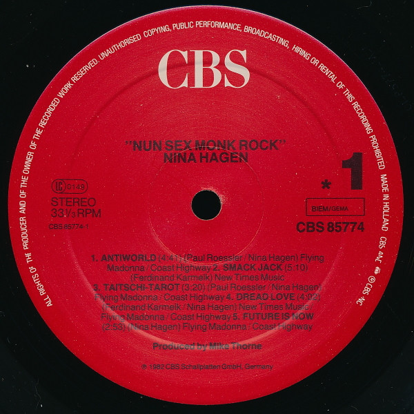 Nina Hagen - Nunsexmonkrock | CBS (CBS 32479) - 3