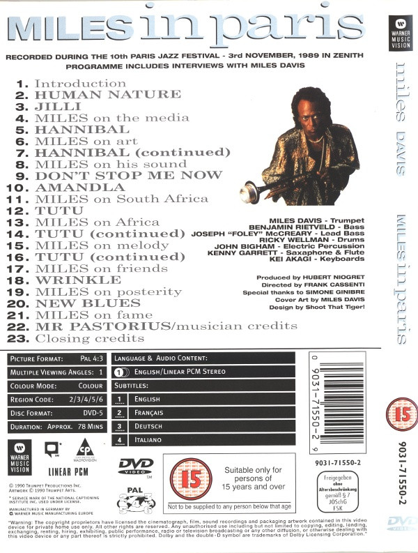 Miles Davis - Miles In Paris | Warner Music Vision (9031-71550-2) - 4