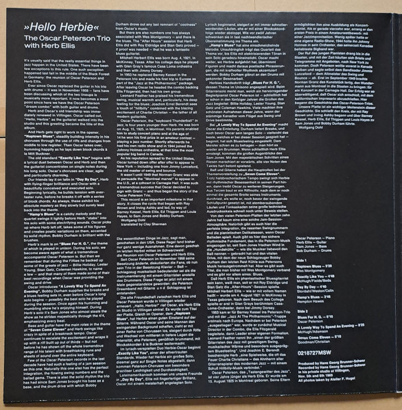 The Oscar Peterson Trio With Herb Ellis - >>hello Herbie<< | MPS Records (0218727MSW) - 3 The Oscar Peterson Trio With Herb Ellis - >>hello Herbie<< | MPS Records (0218727MSW) - 3