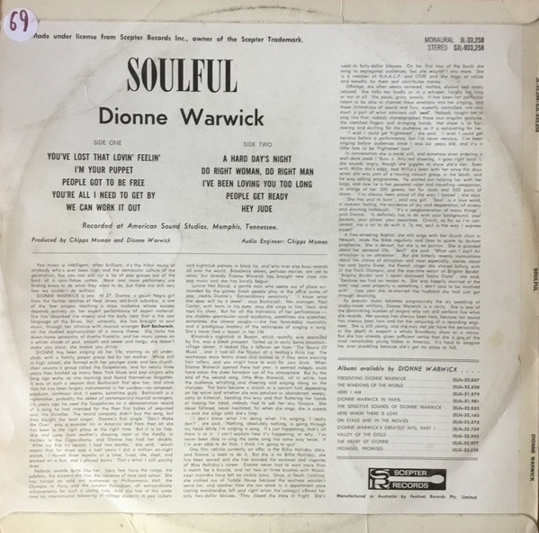 Dionne Warwick - Soulful | Scepter Records (SJL-933,258) - 2 Dionne Warwick - Soulful | Scepter Records (SJL-933,258) - 2
