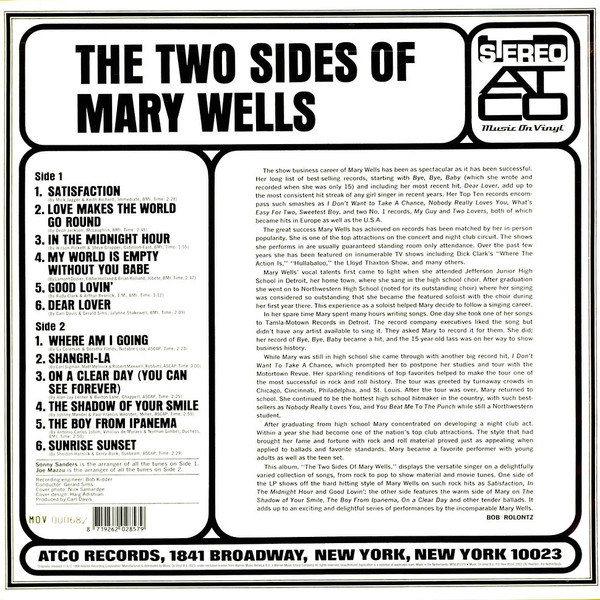 Mary Wells - The Two Sides Of Mary Wells | ATCO Records (MOVLP3379) - 2