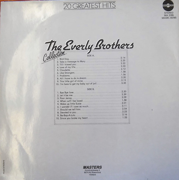 Everly Brothers - The Everly Brothers Collection - 20 Greatest Hits | Masters (MA 3785) - 2