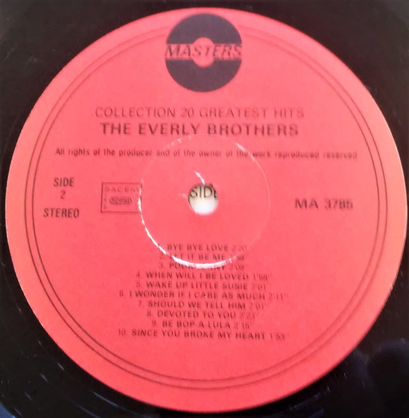 Everly Brothers - The Everly Brothers Collection - 20 Greatest Hits | Masters (MA 3785) - 4