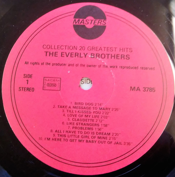 Everly Brothers - The Everly Brothers Collection - 20 Greatest Hits | Masters (MA 3785) - 3