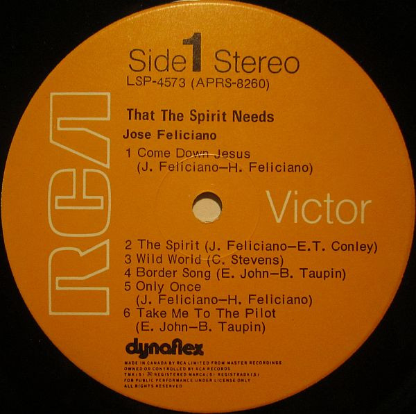 José Feliciano - That The Spirit Needs | RCA Victor (LSP-4573) - 4 José Feliciano - That The Spirit Needs | RCA Victor (LSP-4573) - 4