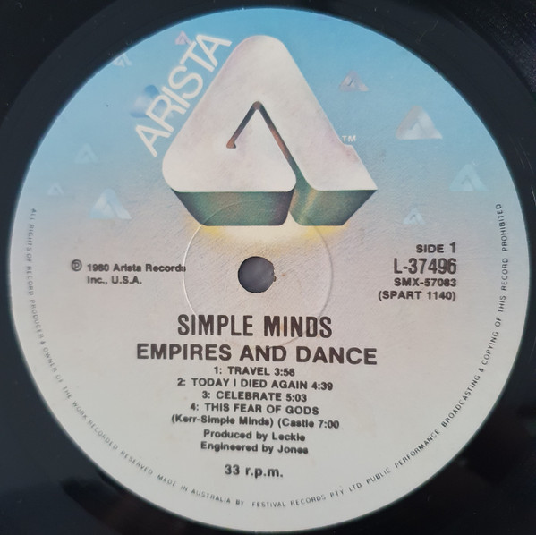 Simple Minds - Empires And Dance | Arista (L 37496) - 3 Simple Minds - Empires And Dance | Arista (L 37496) - 3