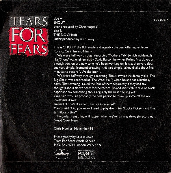 Tears For Fears - Shout | Mercury (880 294-7) - 2