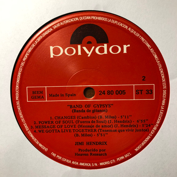 Jimi Hendrix - Band Of Gypsys | Polydor (2480 005) - 4