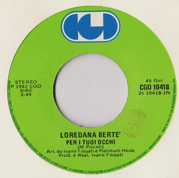 Loredana Bertè - Per I Tuoi Occhi | CGD (CGD 10418) - 3